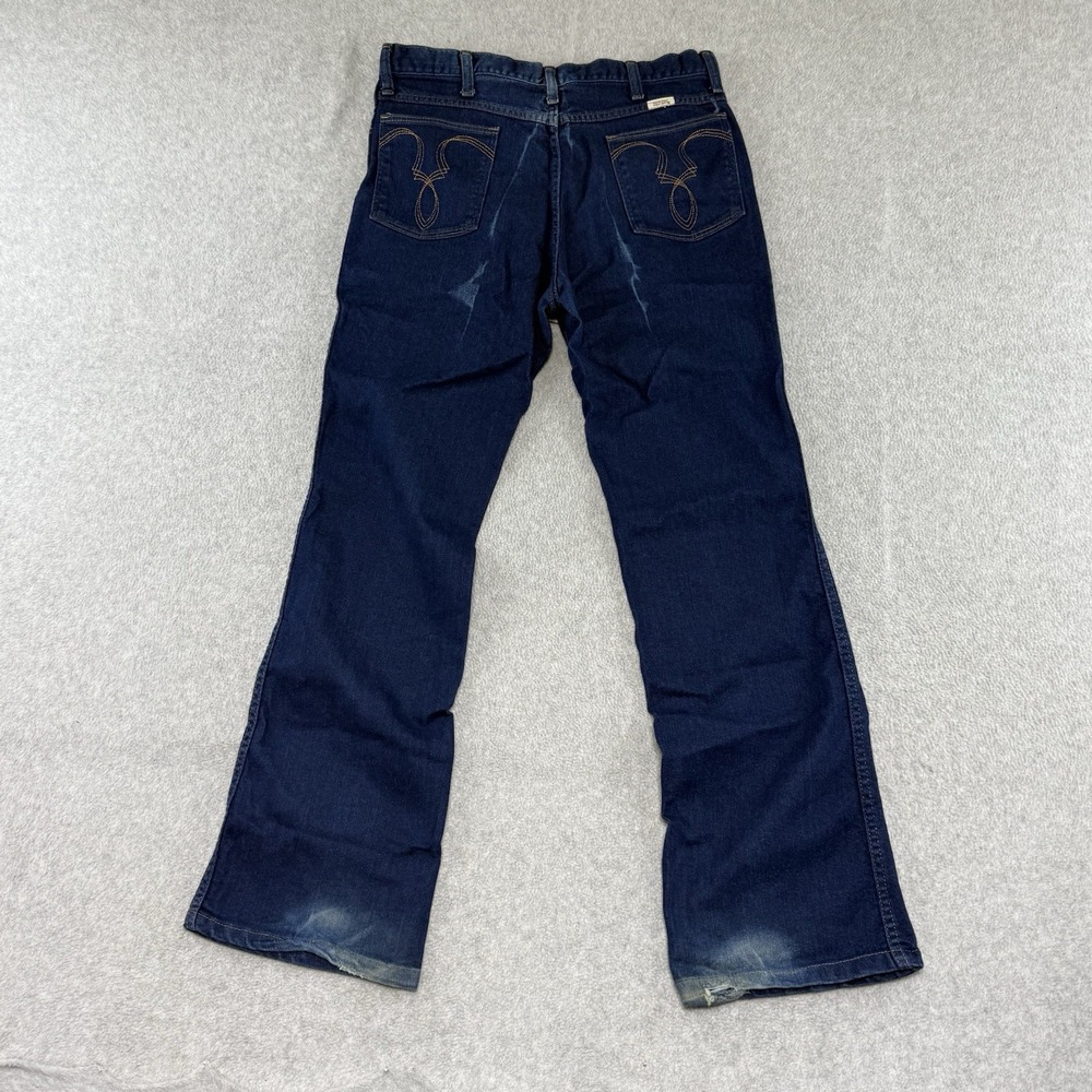 Vintage 80s Sheplers Boot Cut Jeans Men's Size 33x32 Blue Western Denim Stretch